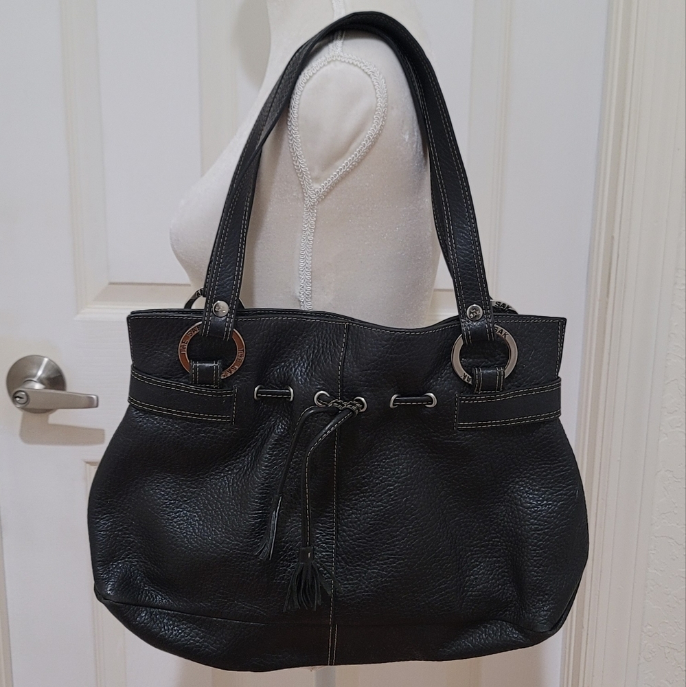 The Sak Pink Label Black Pebbled Leather Hobo Shoulder Hand Bag